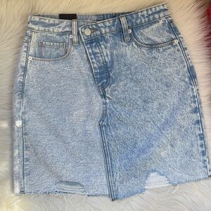 New Blank NYC Denim Skirt Asymmetrical Colorblock Acid Wash